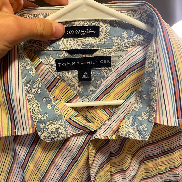 Vintage Striped Tommy Hilfiger Button Up T-Shirt - Picture 2 of 6